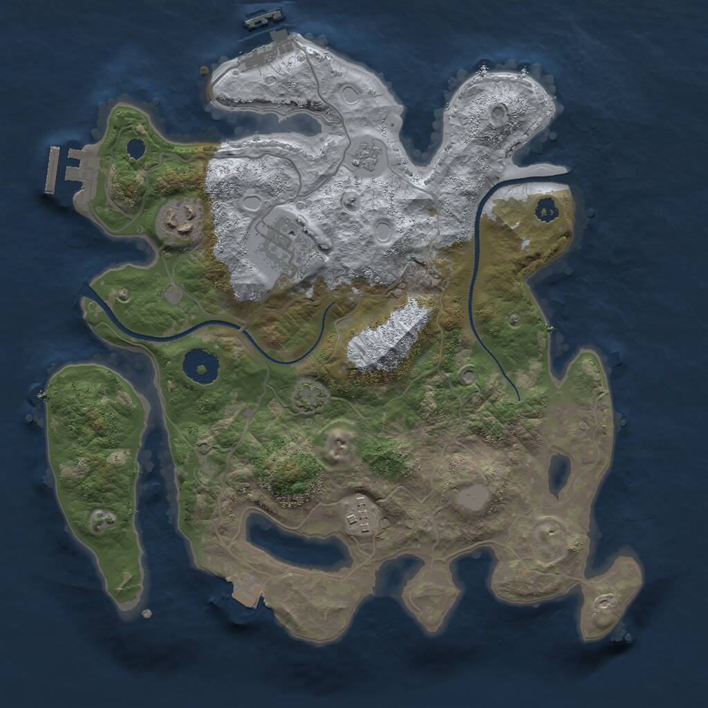 Rust Map: Procedural Map, Size: 3000, Seed: 1699, 8 Monuments