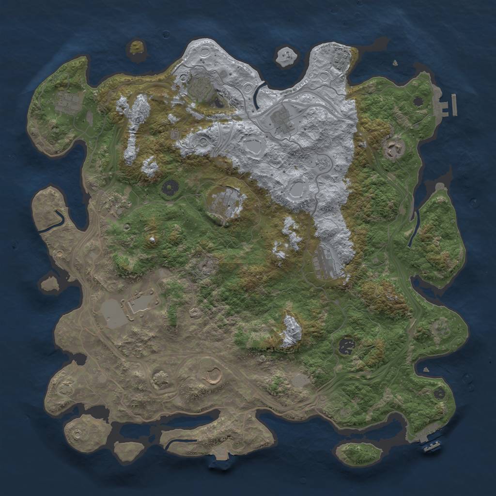 Rust Map: Procedural Map, Size: 4500, Seed: 654523095, 19 Monuments