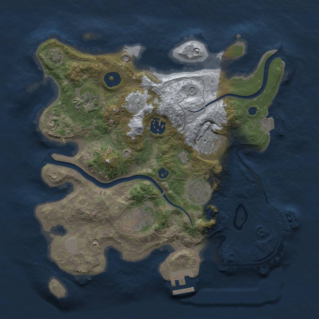 Rust Map: Procedural Map, Size: 3000, Seed: 51373, 10 Monuments