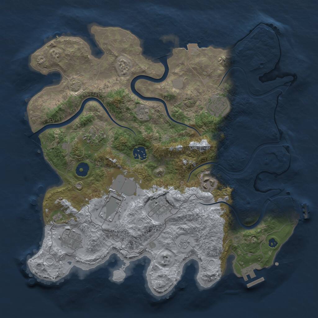 Rust Map: Procedural Map, Size: 3500, Seed: 591454753, 13 Monuments