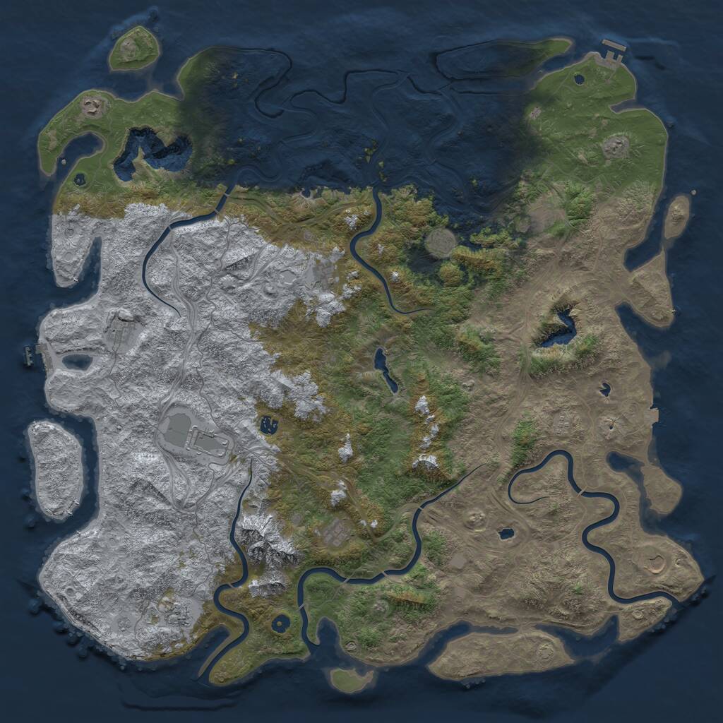 Rust Map: Procedural Map, Size: 6000, Seed: 55656, 17 Monuments