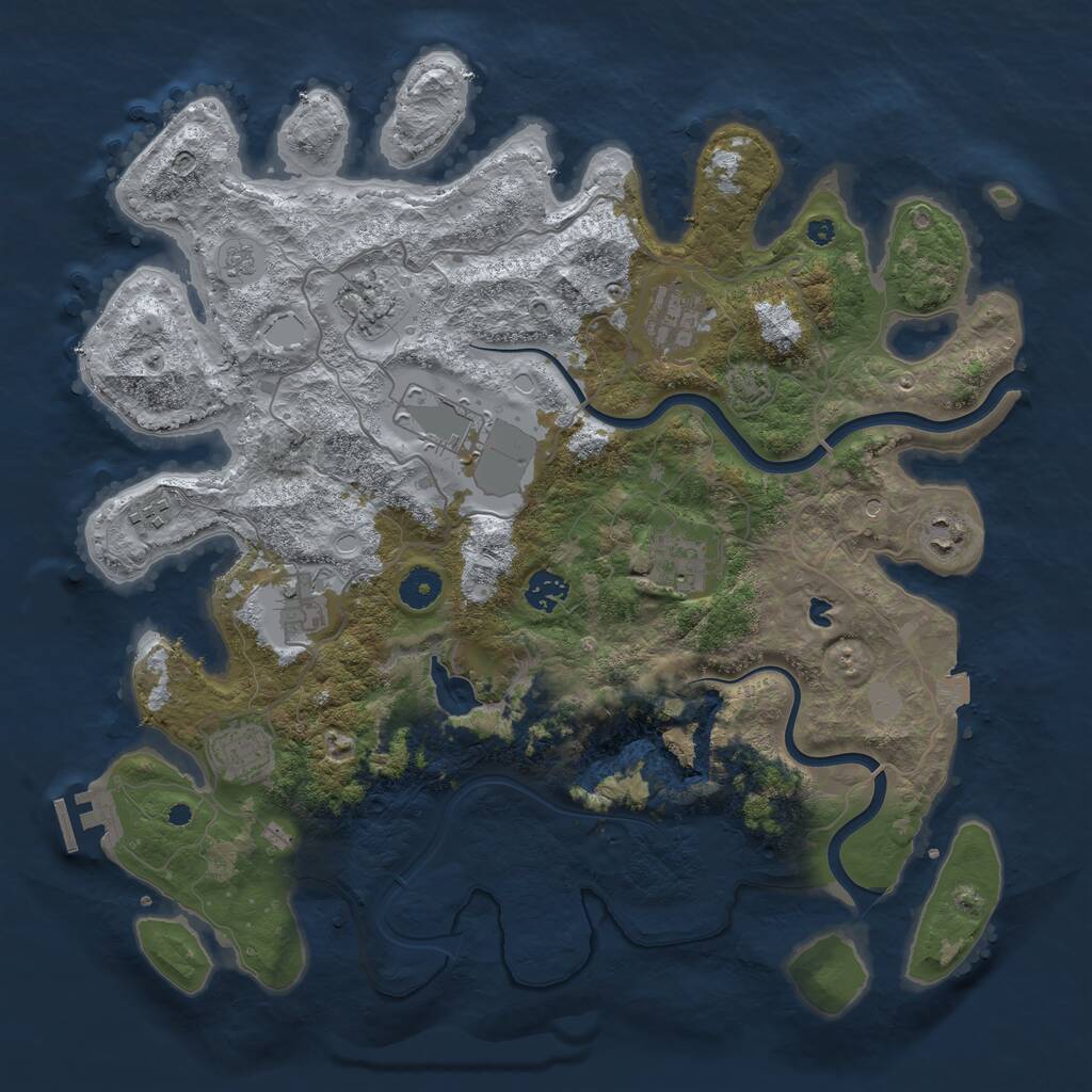 Rust Map: Procedural Map, Size: 4000, Seed: 1637483954, 14 Monuments