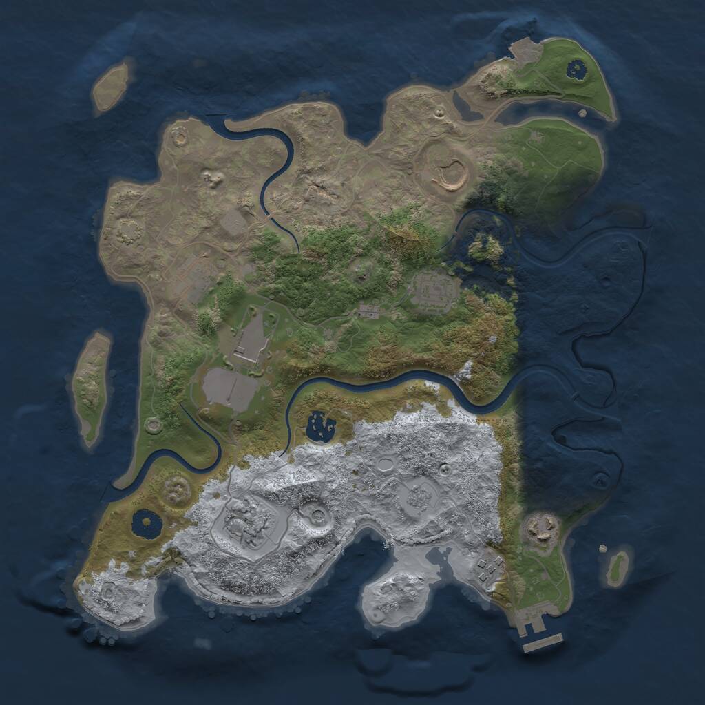 Rust Map: Procedural Map, Size: 3500, Seed: 1207430208, 13 Monuments