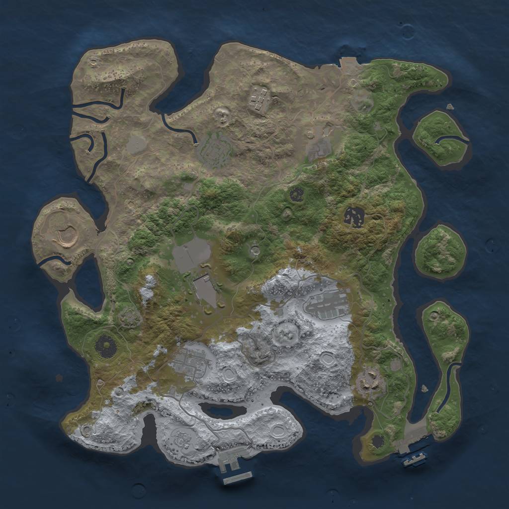 Rust Map: Procedural Map, Size: 3500, Seed: 2028541458, 17 Monuments