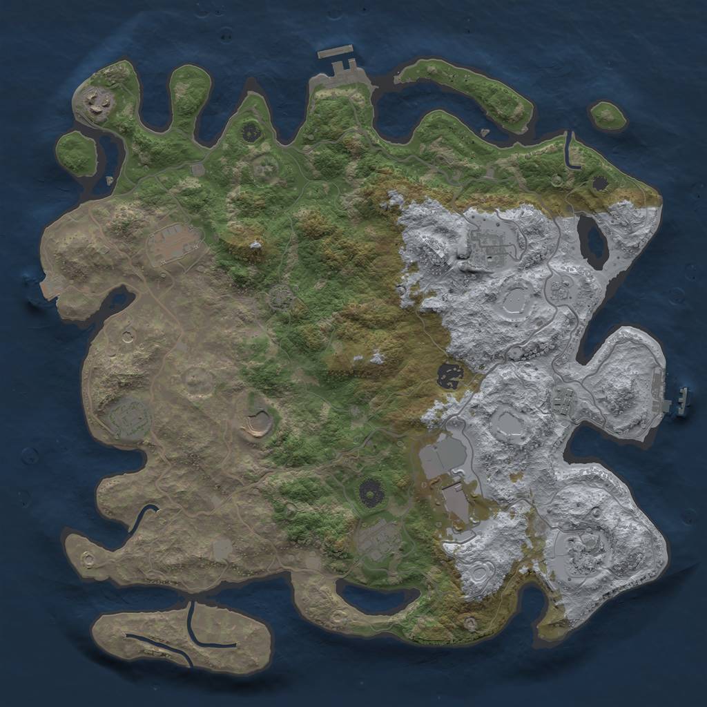 Rust Map: Procedural Map, Size: 4000, Seed: 4627, 18 Monuments