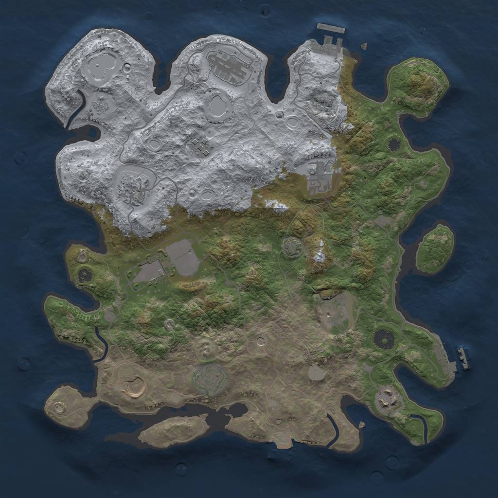 Rust Map: Procedural Map, Size: 3600, Seed: 1043393392, 17 Monuments