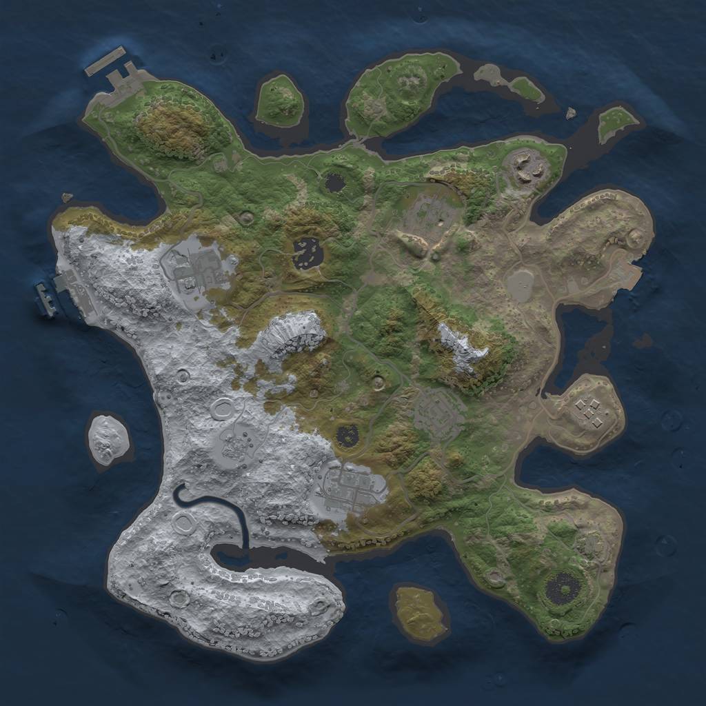 Rust Map: Procedural Map, Size: 3200, Seed: 2122252880, 14 Monuments