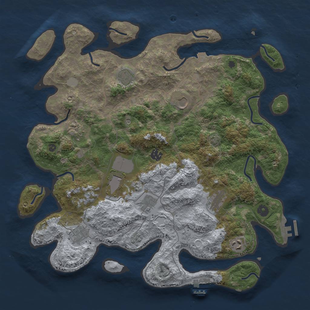 Rust Map: Procedural Map, Size: 4000, Seed: 1050833811, 18 Monuments