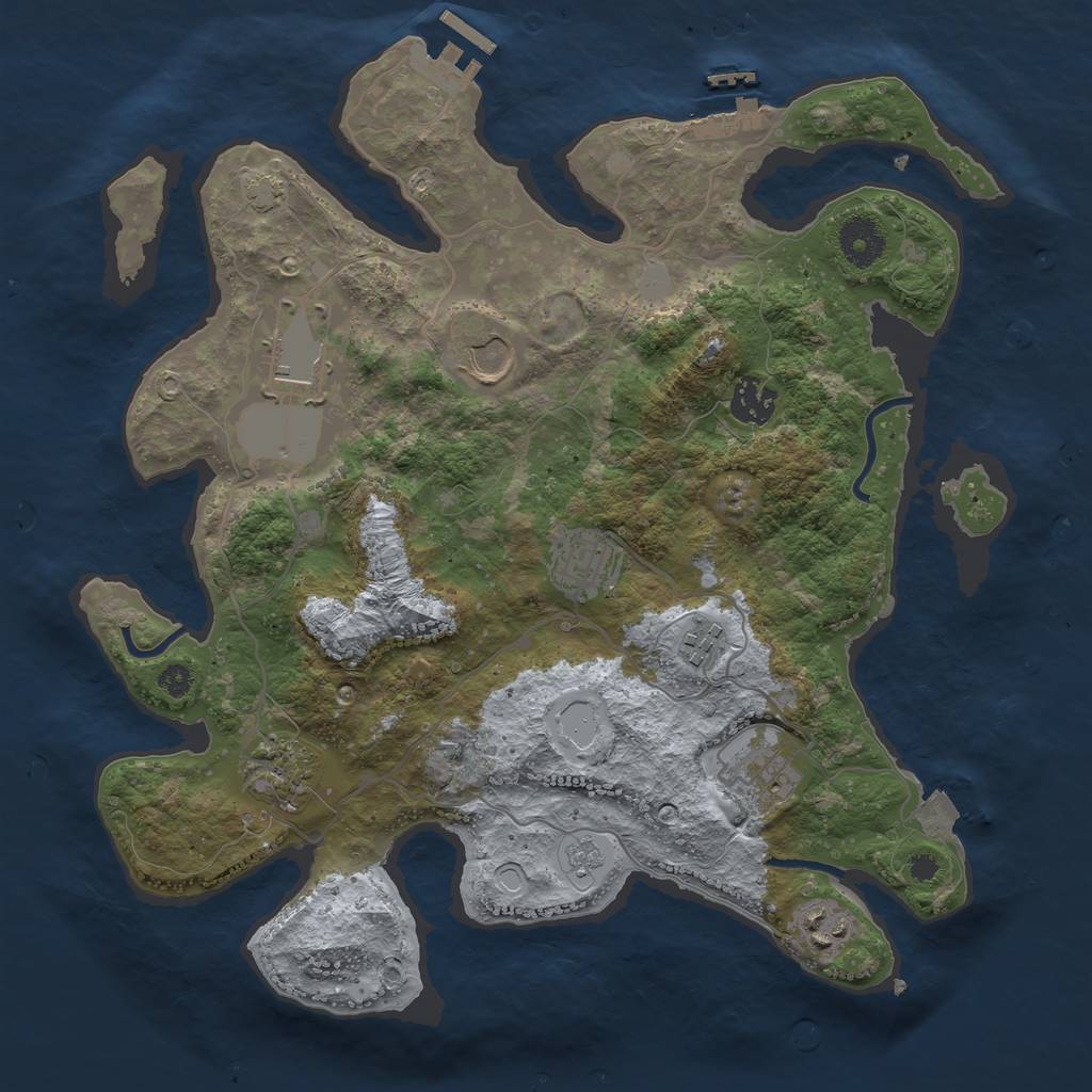 Rust Map: Procedural Map, Size: 3500, Seed: 463708541, 15 Monuments