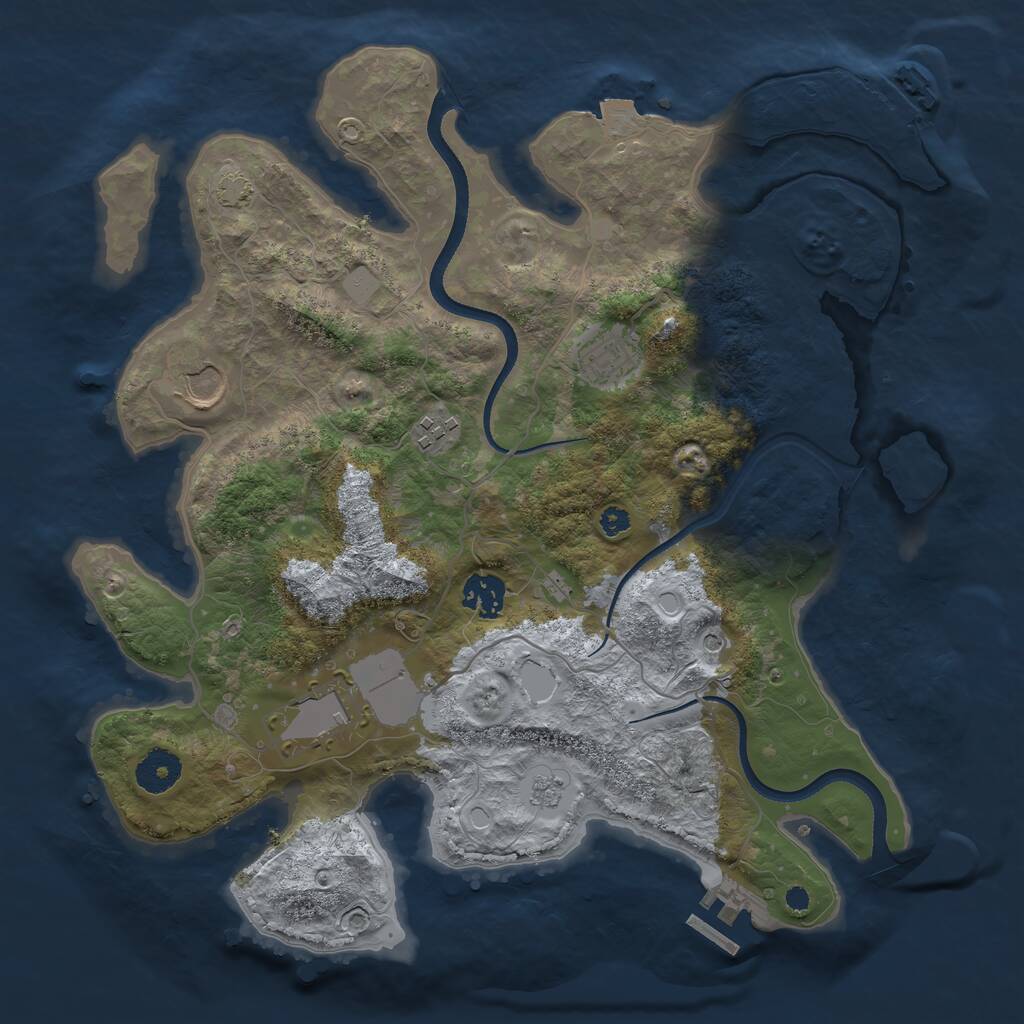Rust Map: Procedural Map, Size: 3500, Seed: 463708541, 11 Monuments