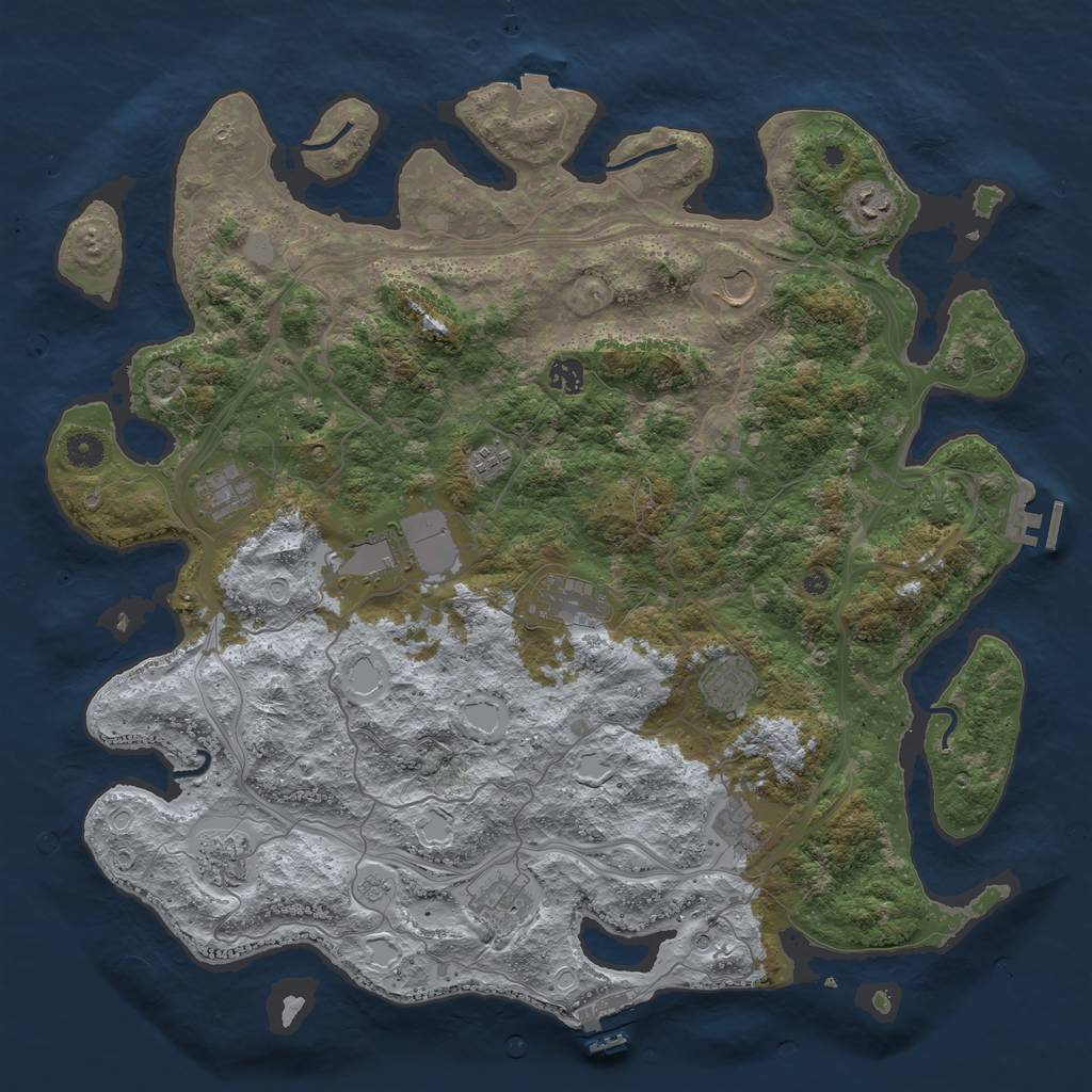 Rust Map: Procedural Map, Size: 4500, Seed: 1439215070, 19 Monuments