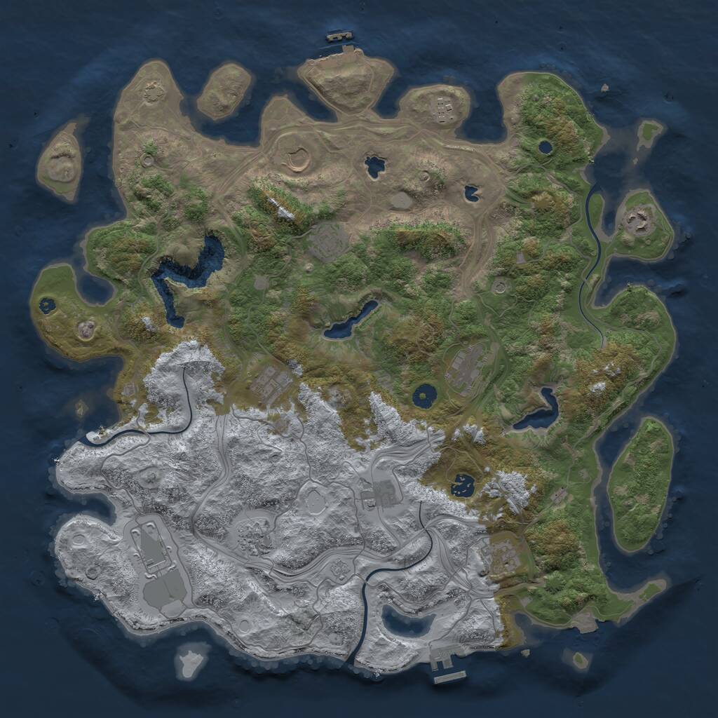 Rust Map: Procedural Map, Size: 4500, Seed: 1439215070, 17 Monuments