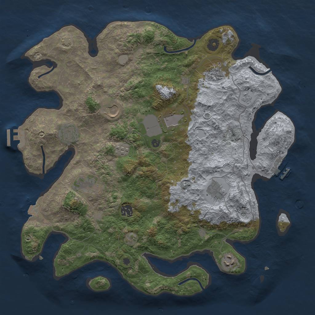 Rust Map: Procedural Map, Size: 3800, Seed: 657443806, 17 Monuments