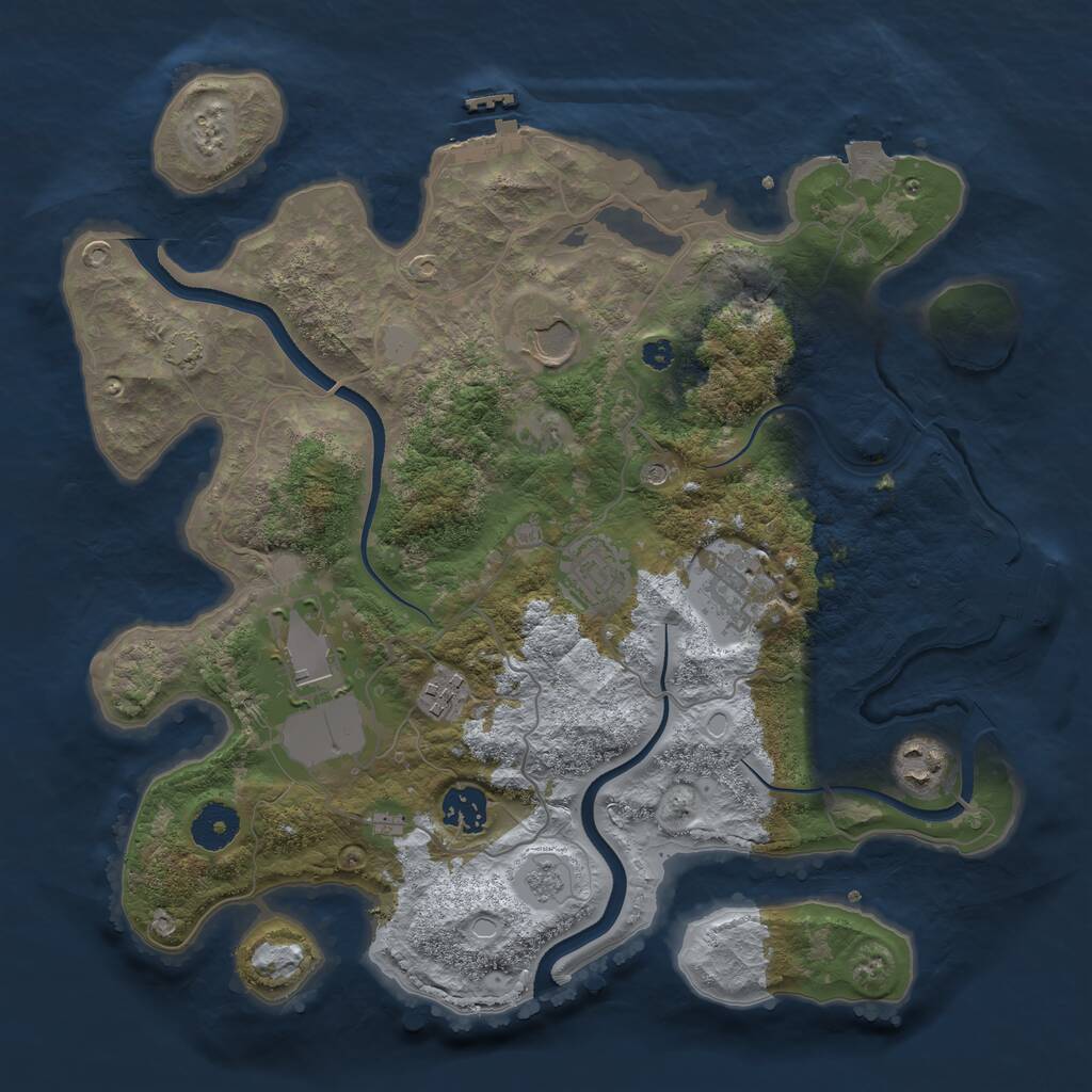 Rust Map: Procedural Map, Size: 3500, Seed: 1088487002, 13 Monuments