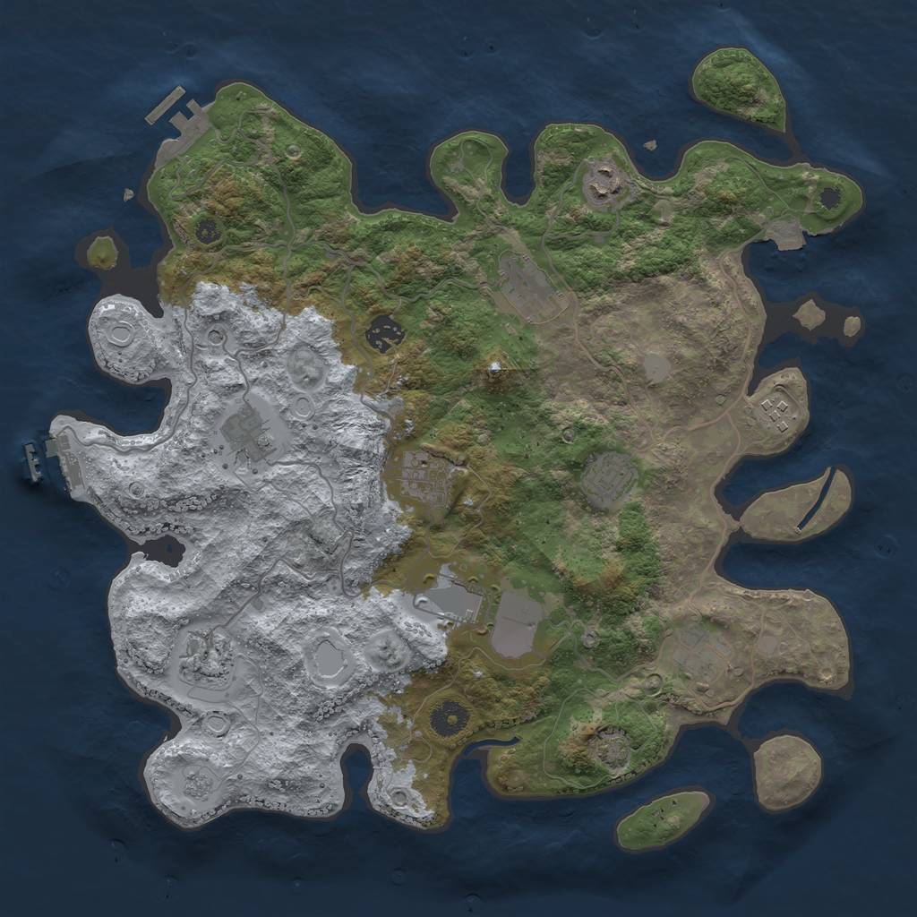 Rust Map: Procedural Map, Size: 3800, Seed: 774547779, 18 Monuments