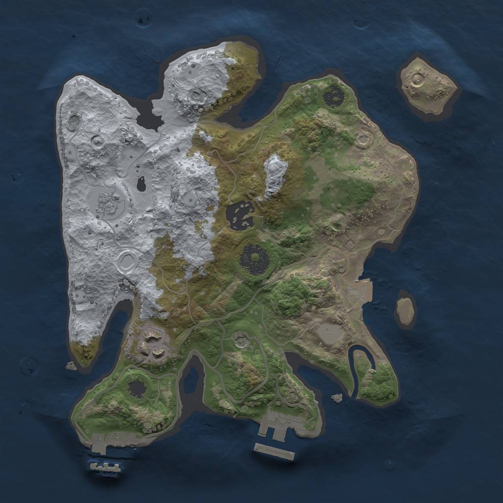 Rust Map: Procedural Map, Size: 2500, Seed: 78967345, 9 Monuments