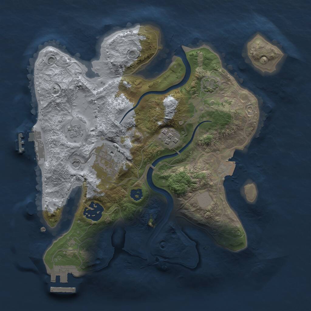Rust Map: Procedural Map, Size: 2500, Seed: 78967345, 9 Monuments