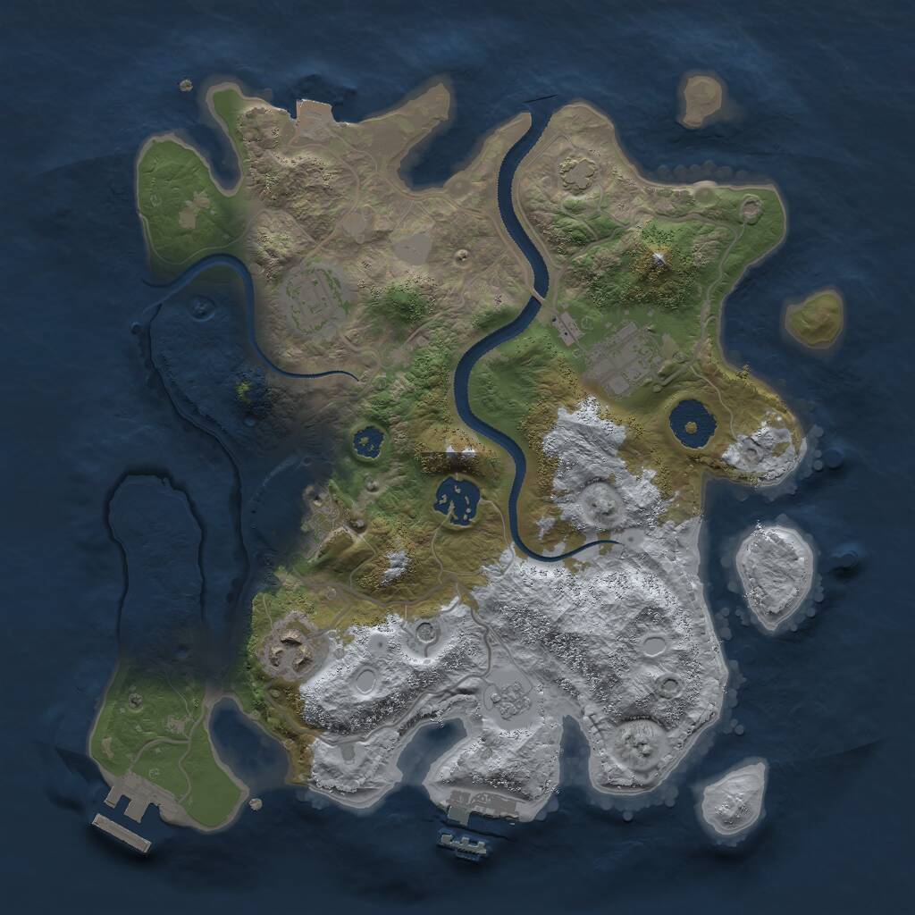 Rust Map: Procedural Map, Size: 3000, Seed: 22424, 11 Monuments