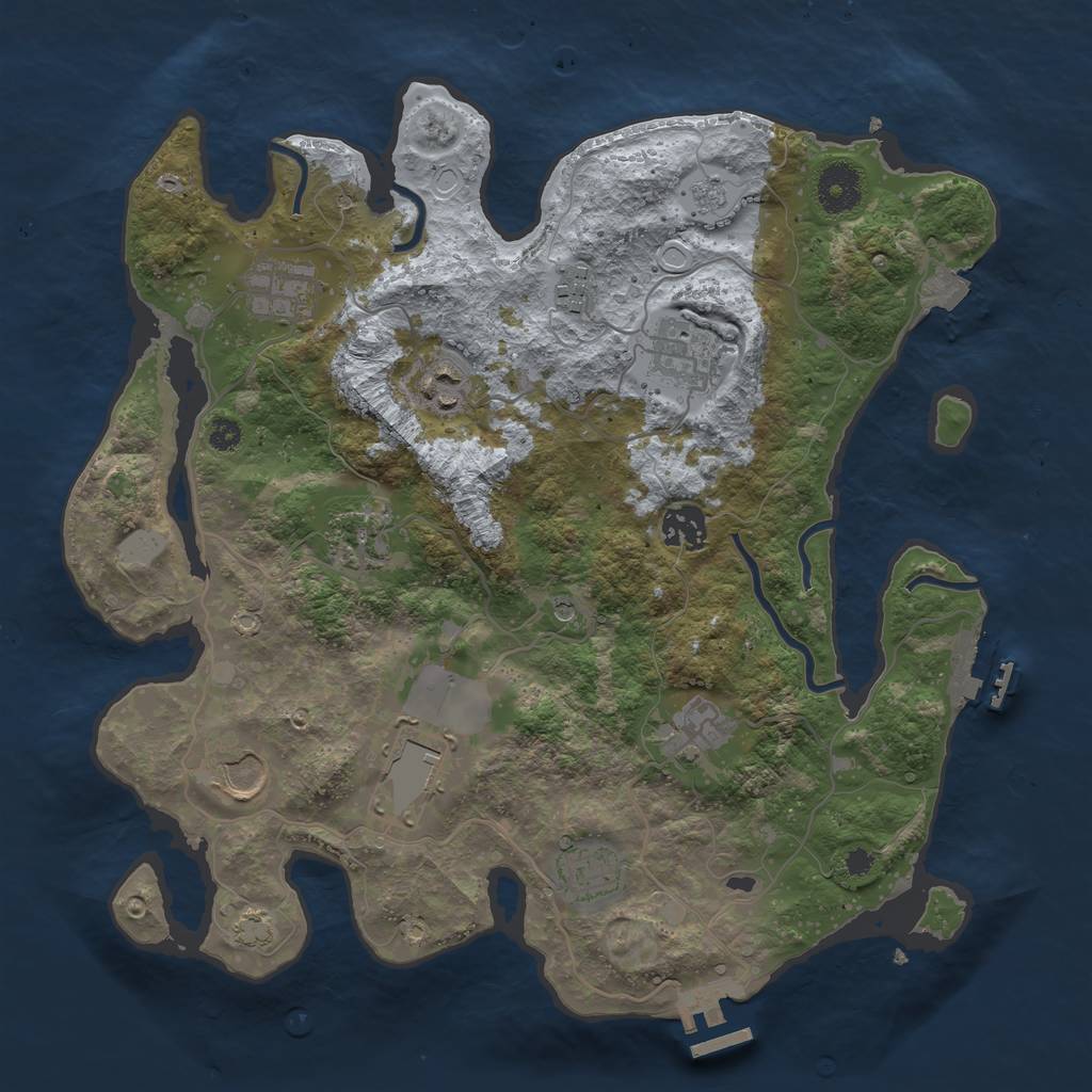 Rust Map: Procedural Map, Size: 3500, Seed: 1279943345, 18 Monuments
