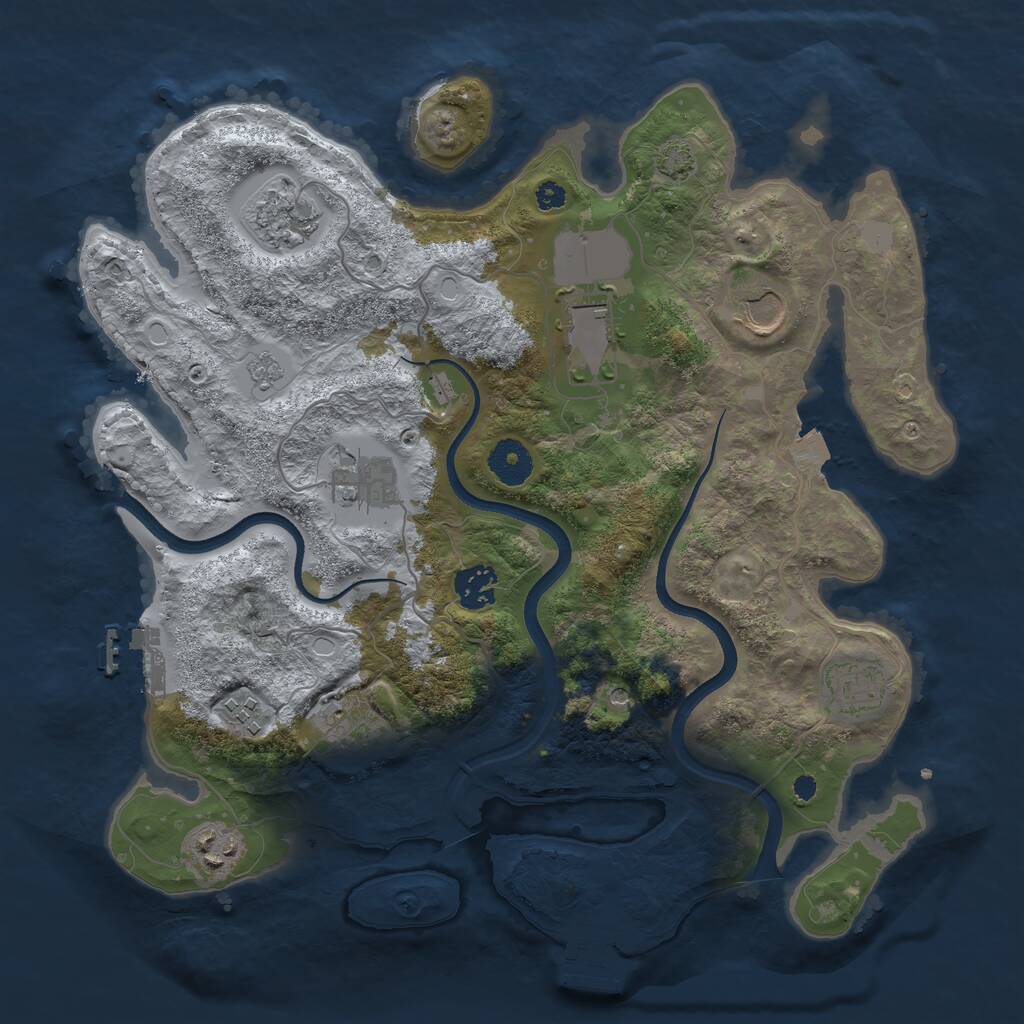 Rust Map: Procedural Map, Size: 3500, Seed: 443582152, 15 Monuments