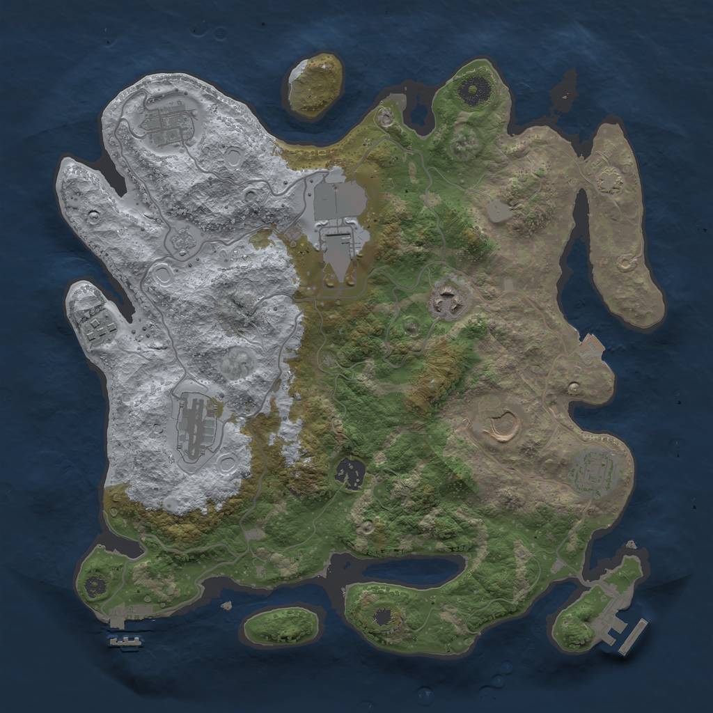 Rust Map: Procedural Map, Size: 3500, Seed: 443582152, 15 Monuments