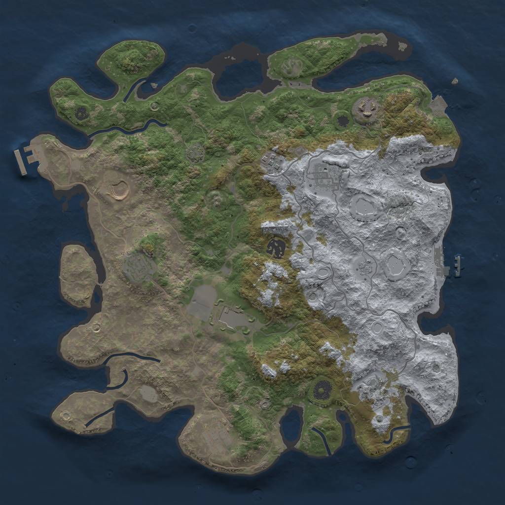 Rust Map: Procedural Map, Size: 3900, Seed: 176184096, 17 Monuments