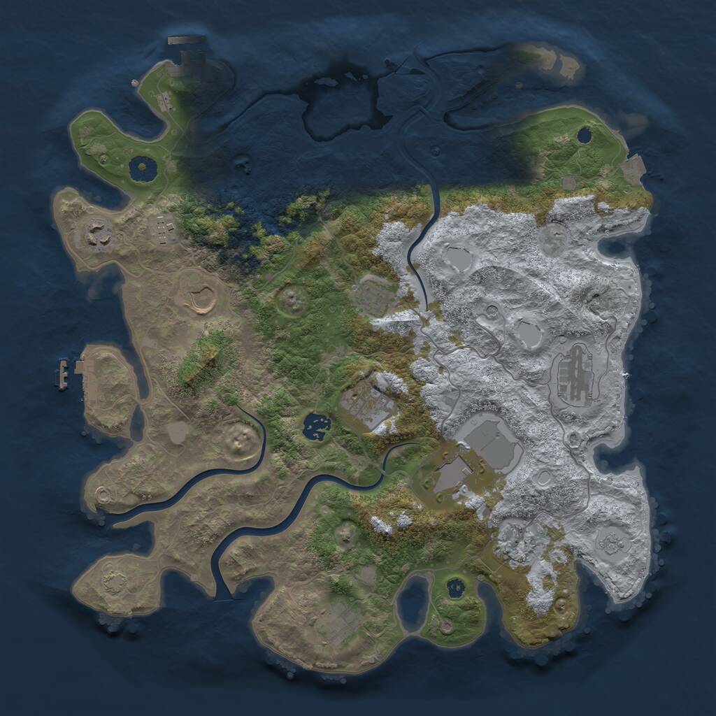 Rust Map: Procedural Map, Size: 3900, Seed: 176184096, 16 Monuments