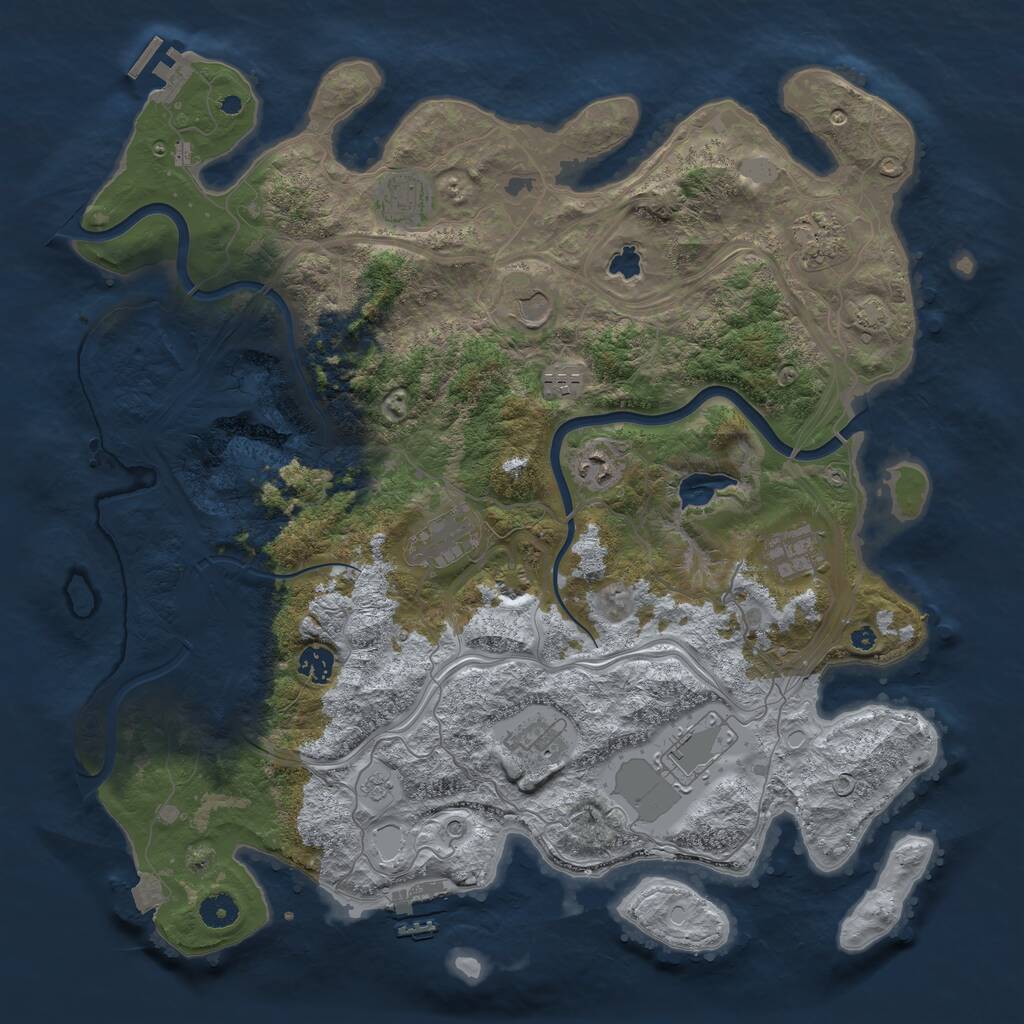 Rust Map: Procedural Map, Size: 4250, Seed: 602932365, 16 Monuments
