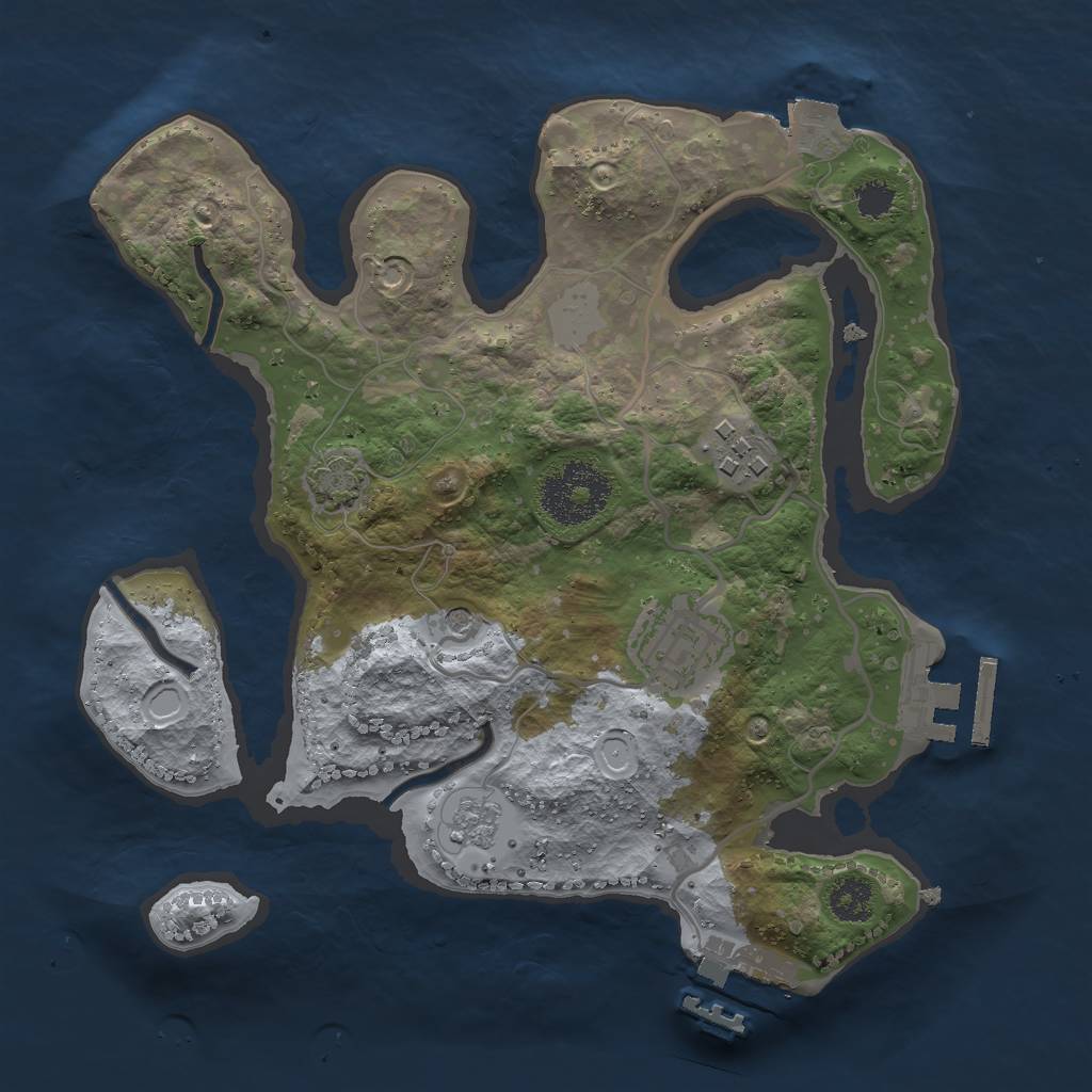 Rust Map: Procedural Map, Size: 2500, Seed: 45674672, 10 Monuments