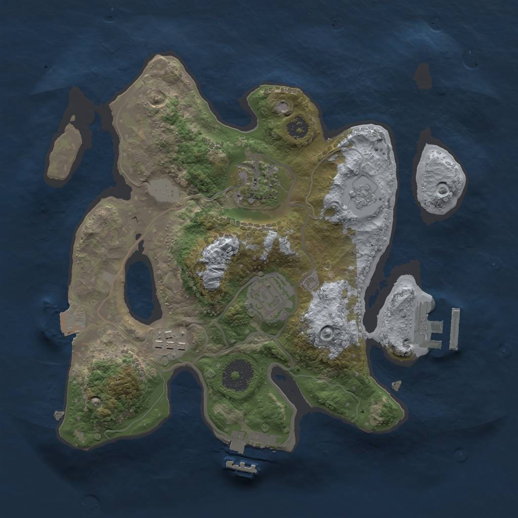 Rust Map: Procedural Map, Size: 2500, Seed: 942879030, 9 Monuments