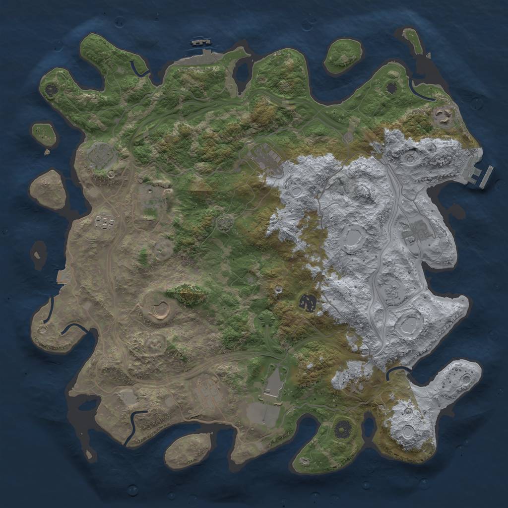 Rust Map: Procedural Map, Size: 4250, Seed: 1205344799, 19 Monuments