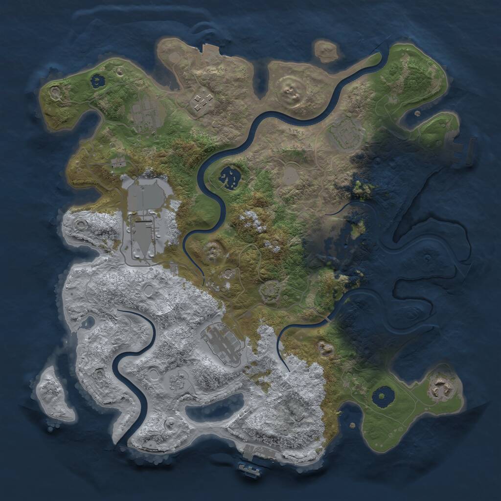 Rust Map: Procedural Map, Size: 3500, Seed: 409049, 14 Monuments