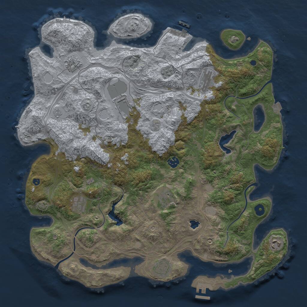 Rust Map: Procedural Map, Size: 4250, Seed: 961071141, 15 Monuments