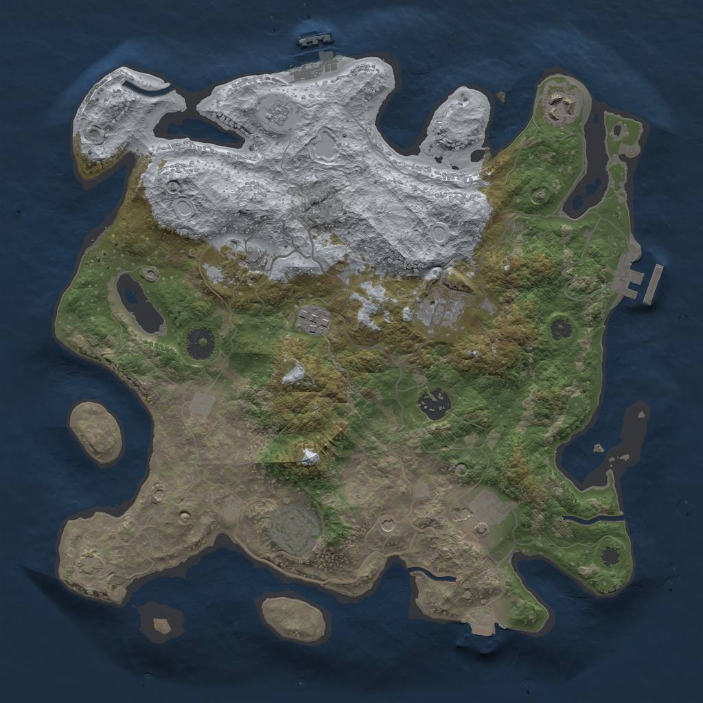 Rust Map: Procedural Map, Size: 3450, Seed: 540525, 15 Monuments