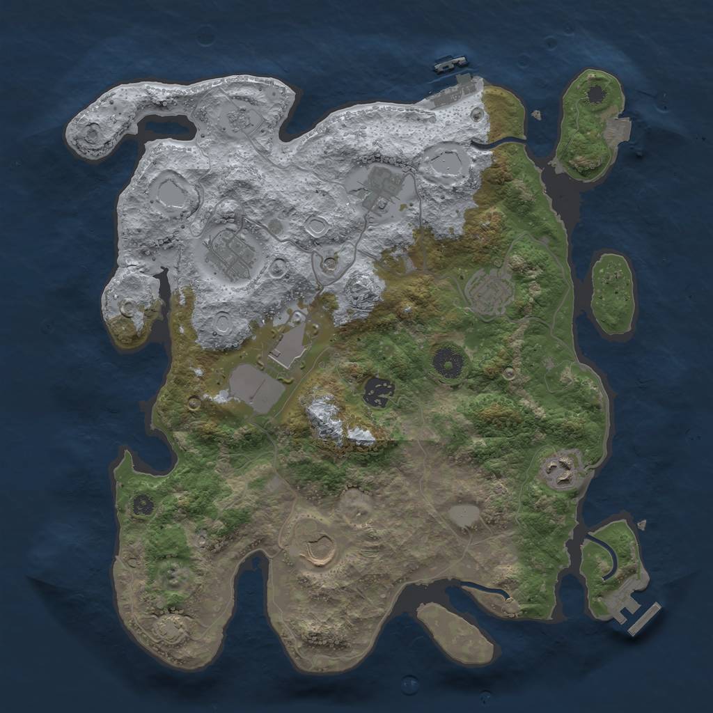 Rust Map: Procedural Map, Size: 3500, Seed: 1734623452, 15 Monuments