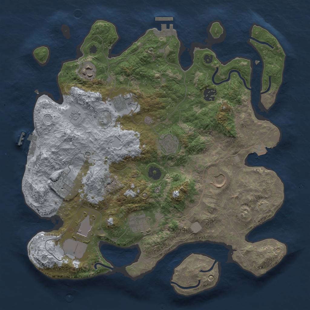 Rust Map: Procedural Map, Size: 3500, Seed: 161136572, 16 Monuments