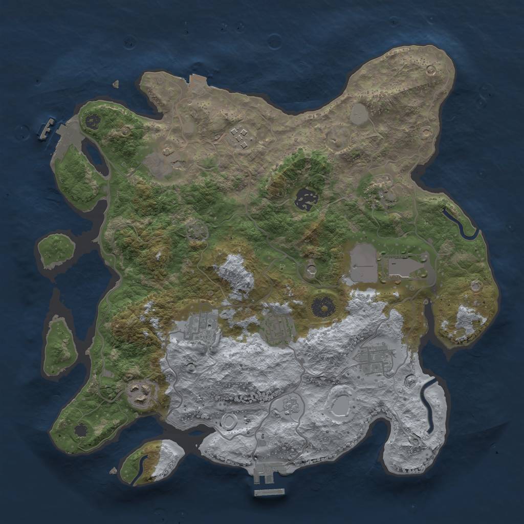 Rust Map: Procedural Map, Size: 3500, Seed: 1995491962, 17 Monuments