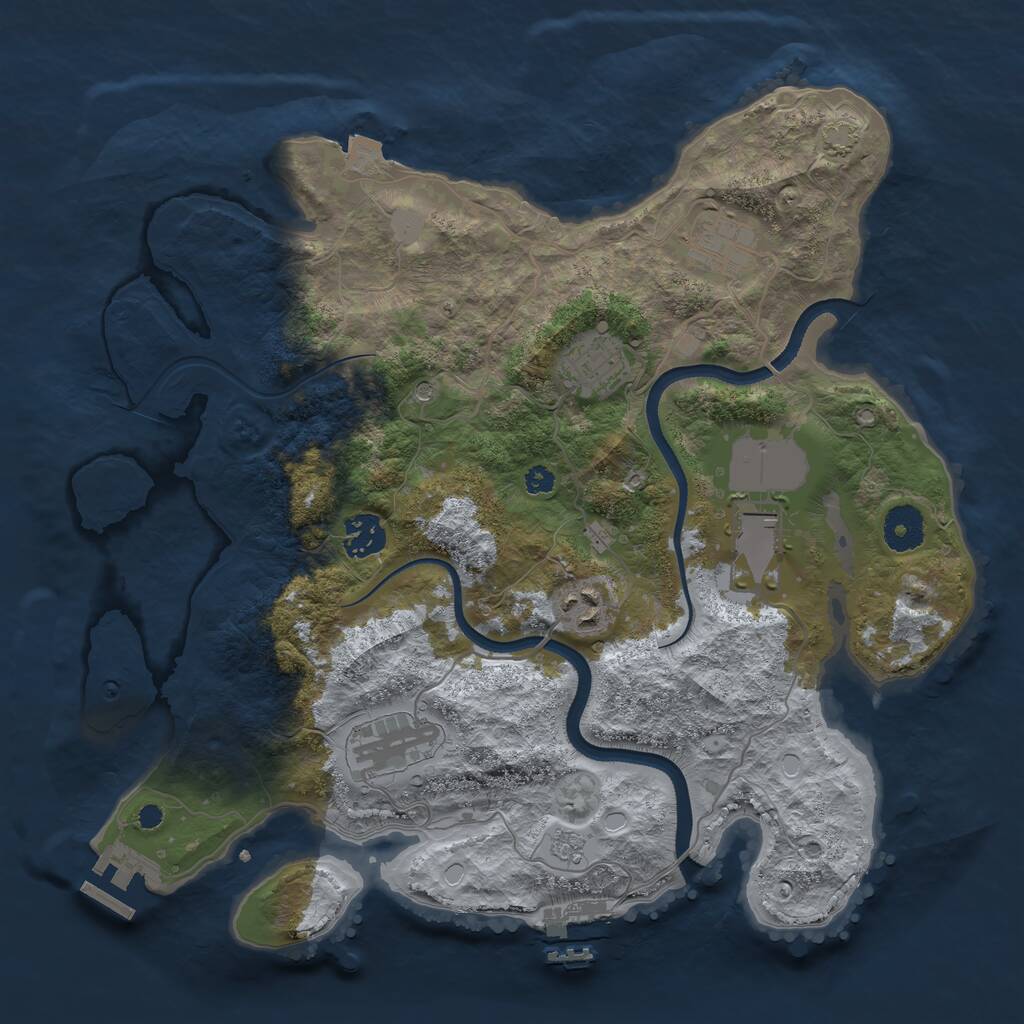 Rust Map: Procedural Map, Size: 3500, Seed: 1995491962, 12 Monuments