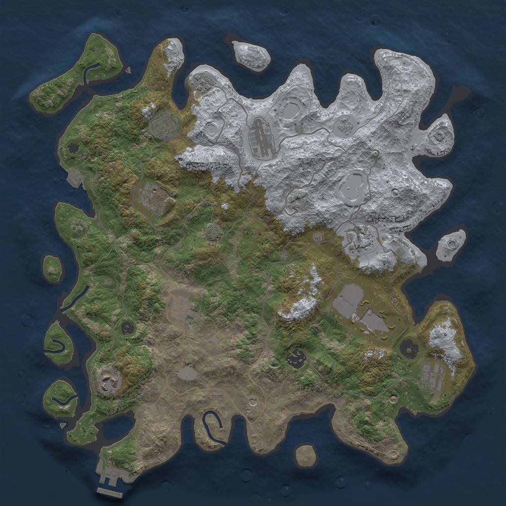 Rust Map: Procedural Map, Size: 4000, Seed: 196854655, 17 Monuments