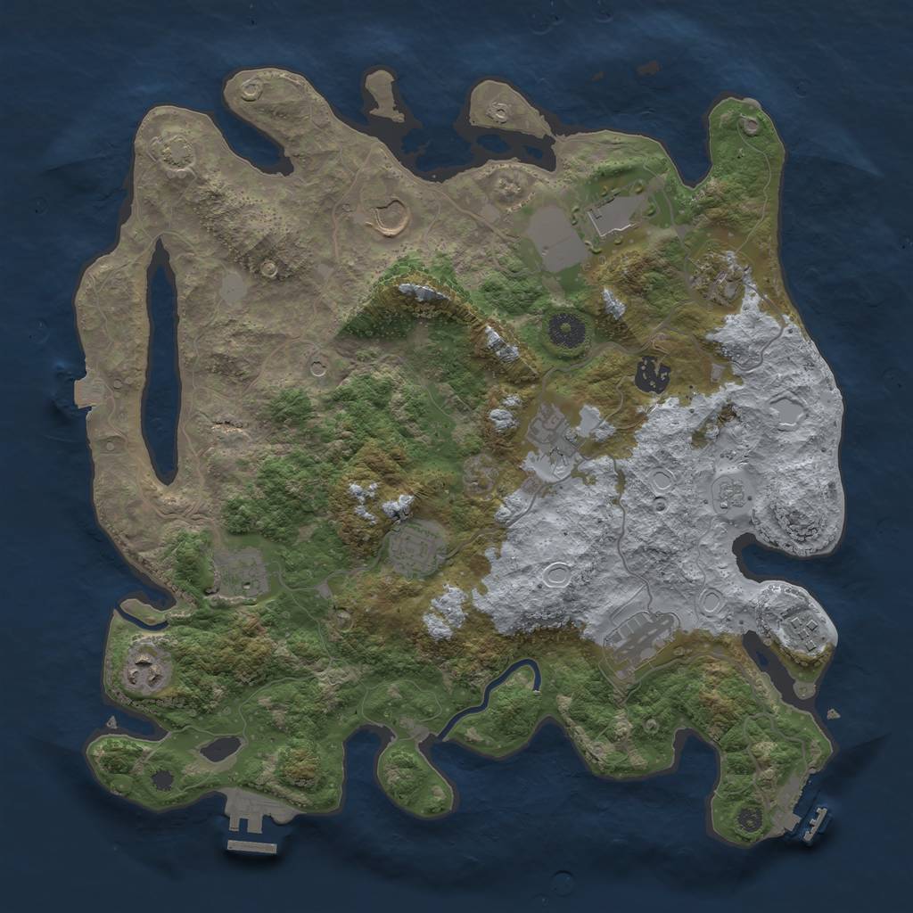 Rust Map: Procedural Map, Size: 3750, Seed: 1460369206, 18 Monuments