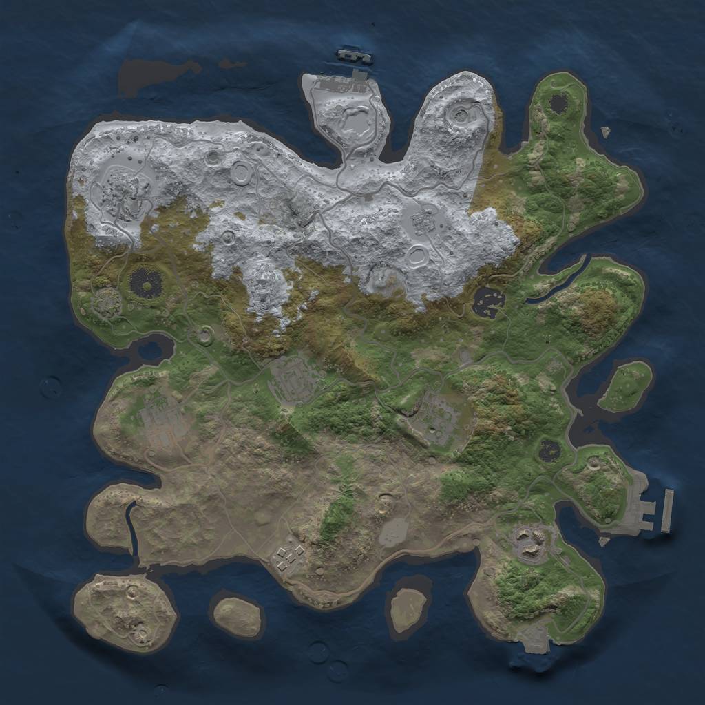 Rust Map: Procedural Map, Size: 3300, Seed: 577307843, 15 Monuments