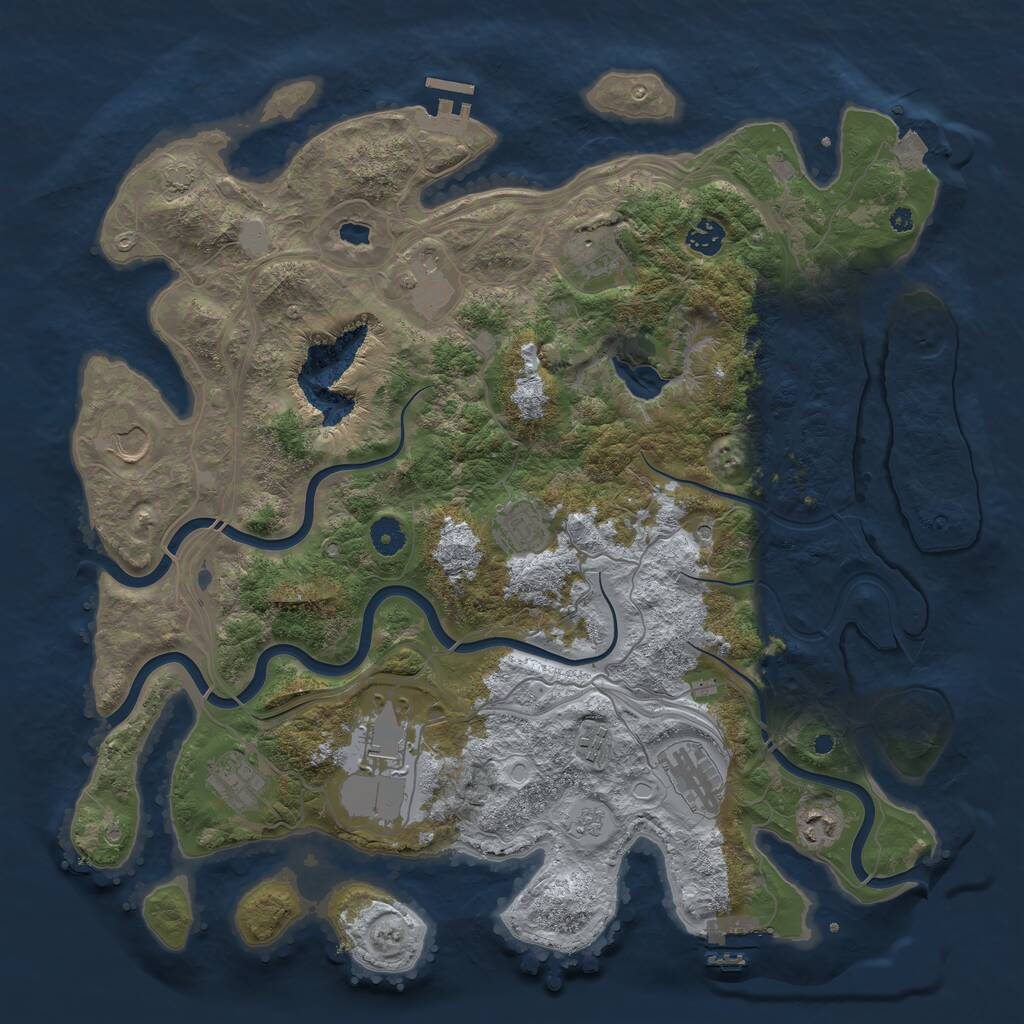 Rust Map: Procedural Map, Size: 4250, Seed: 601197208, 16 Monuments
