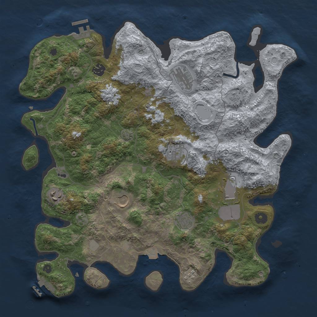 Rust Map: Procedural Map, Size: 3850, Seed: 583901997, 16 Monuments