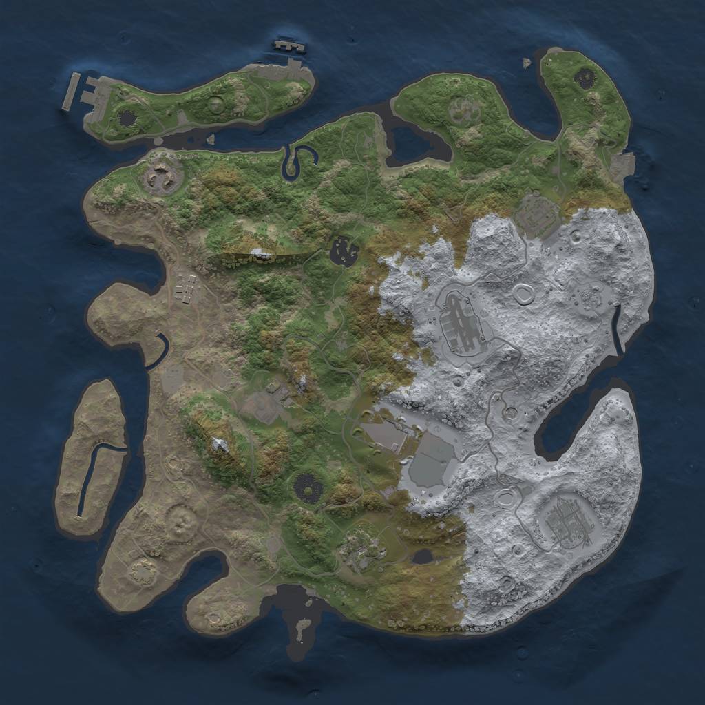 Rust Map: Procedural Map, Size: 3600, Seed: 79641300, 17 Monuments