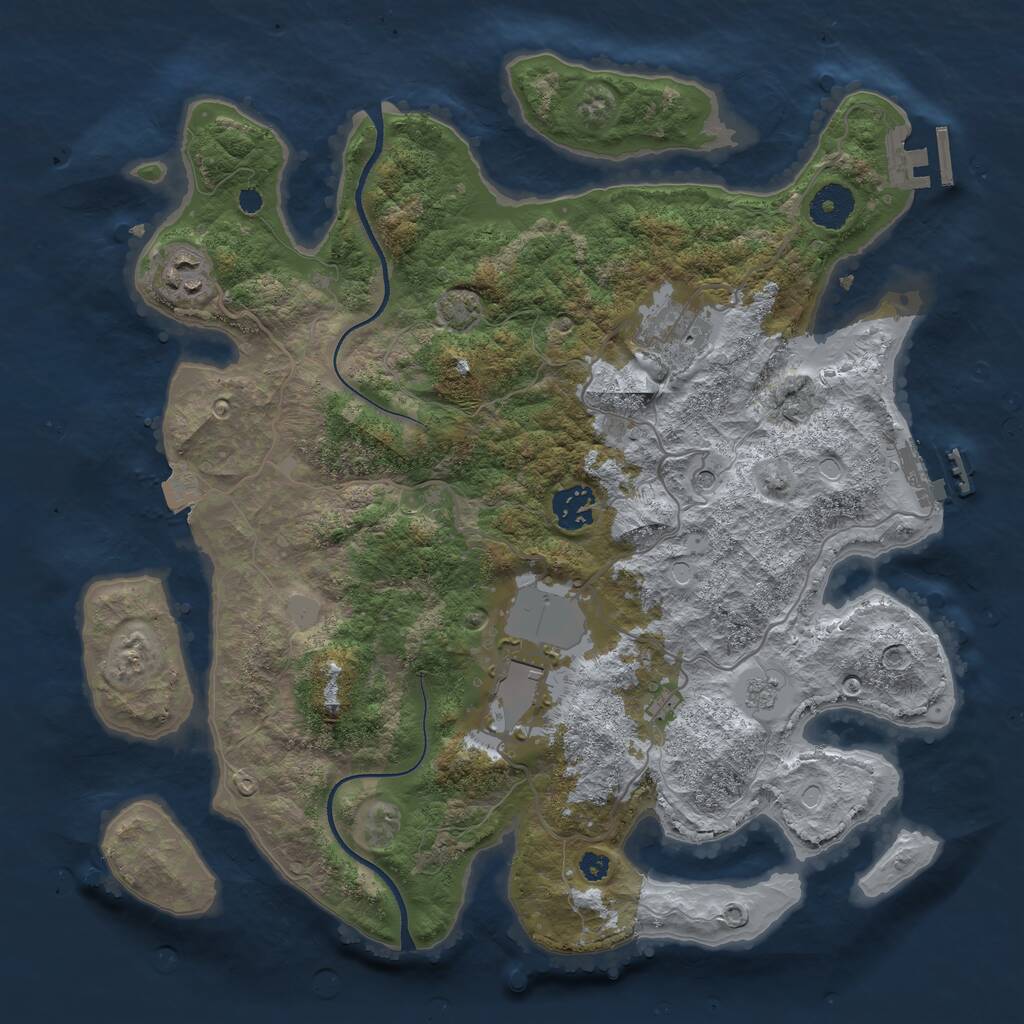 Rust Map: Procedural Map, Size: 3500, Seed: 447101193, 10 Monuments