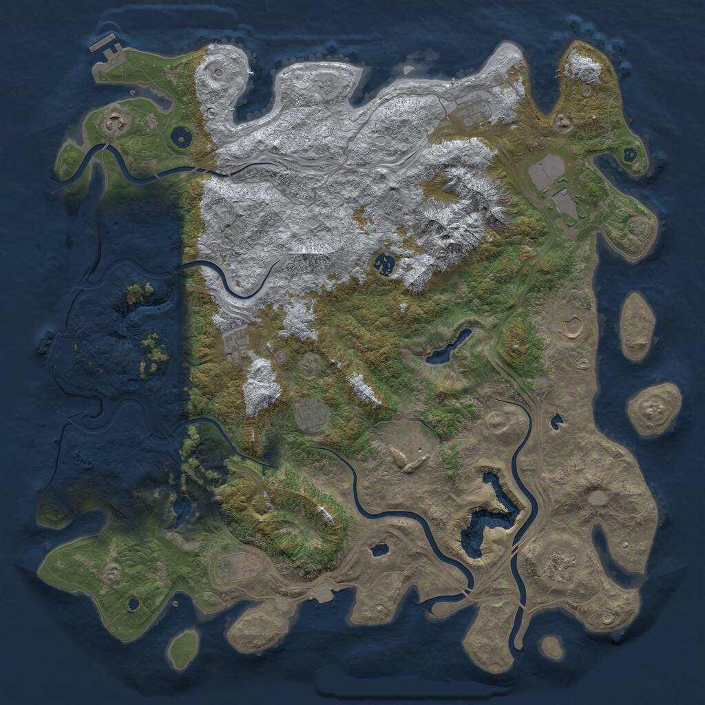 Rust Map: Procedural Map, Size: 5000, Seed: 298394106, 17 Monuments
