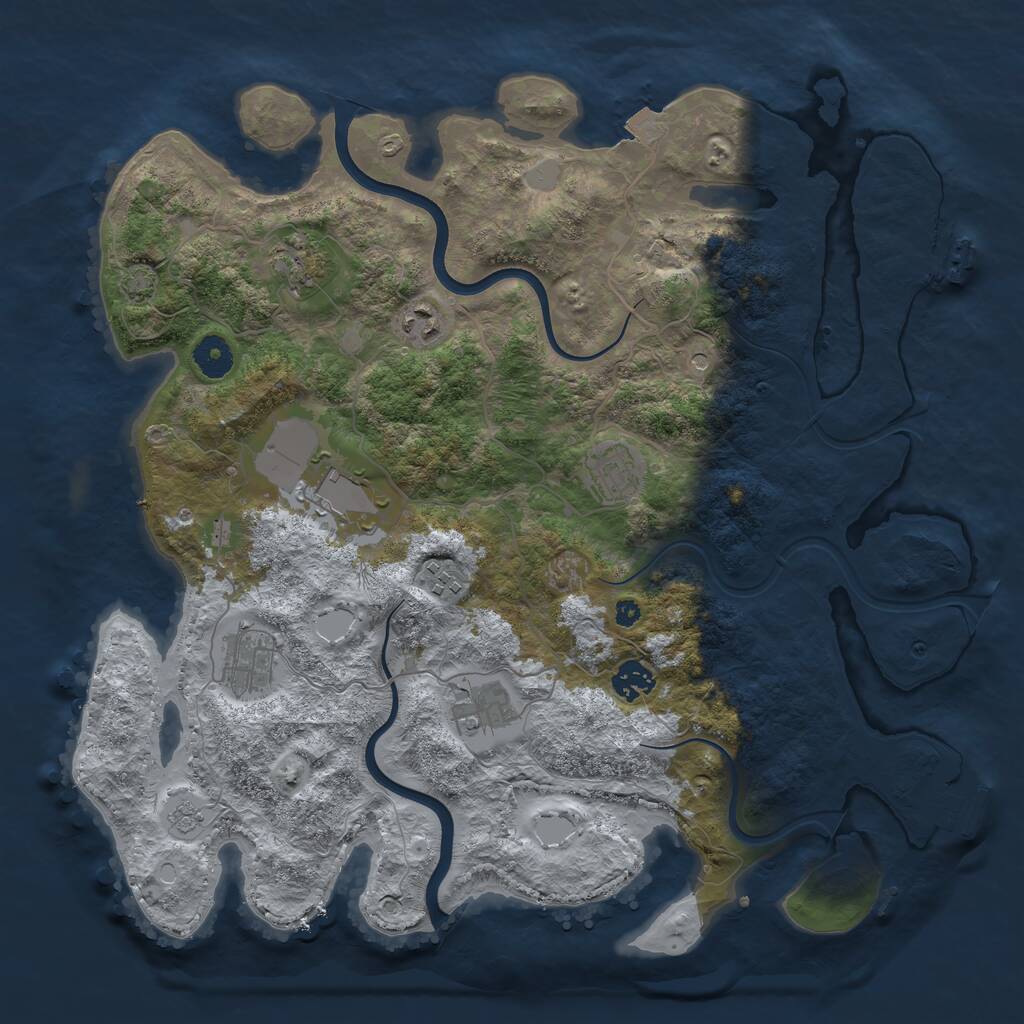 Rust Map: Procedural Map, Size: 3850, Seed: 908185249, 14 Monuments