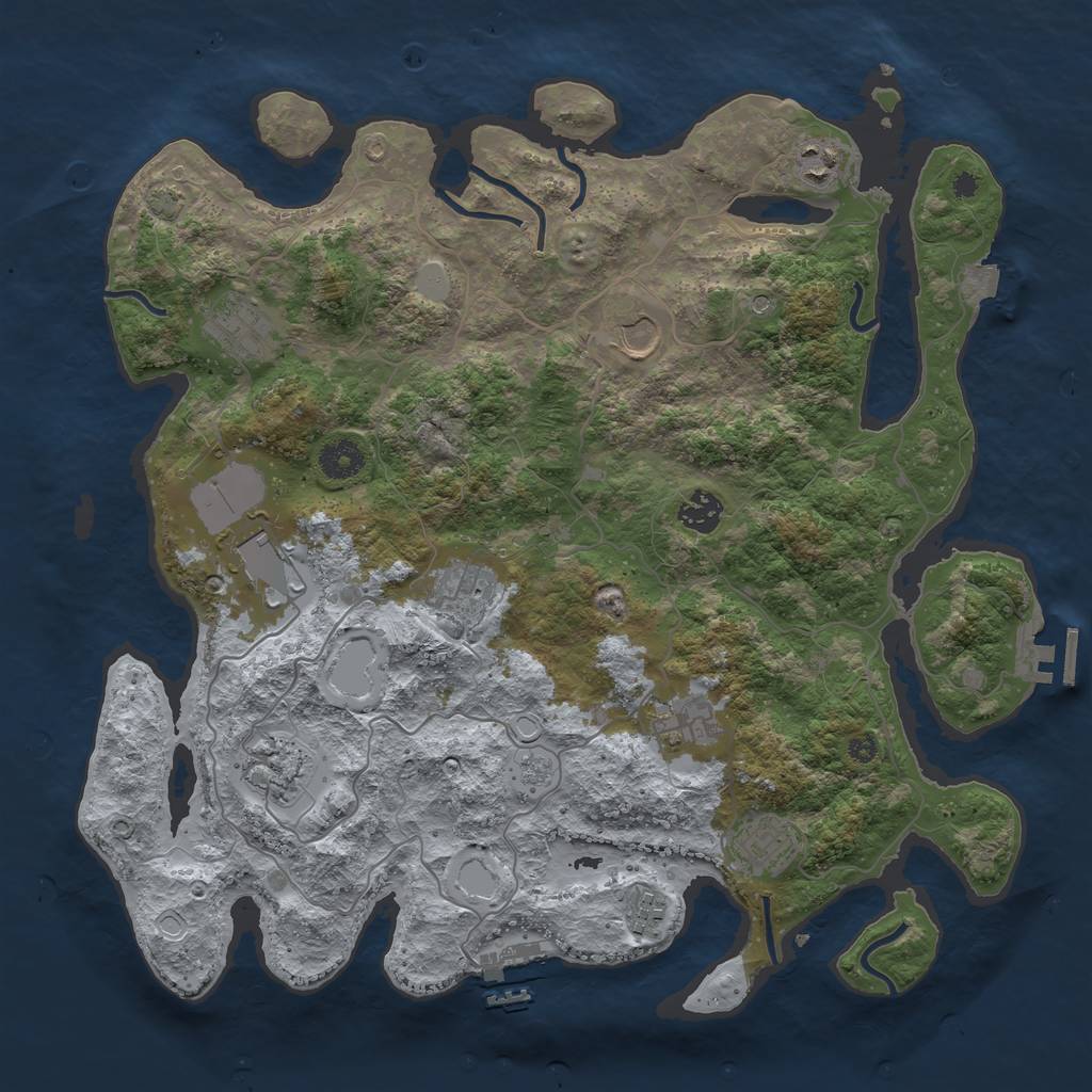 Rust Map: Procedural Map, Size: 3850, Seed: 908185249, 18 Monuments