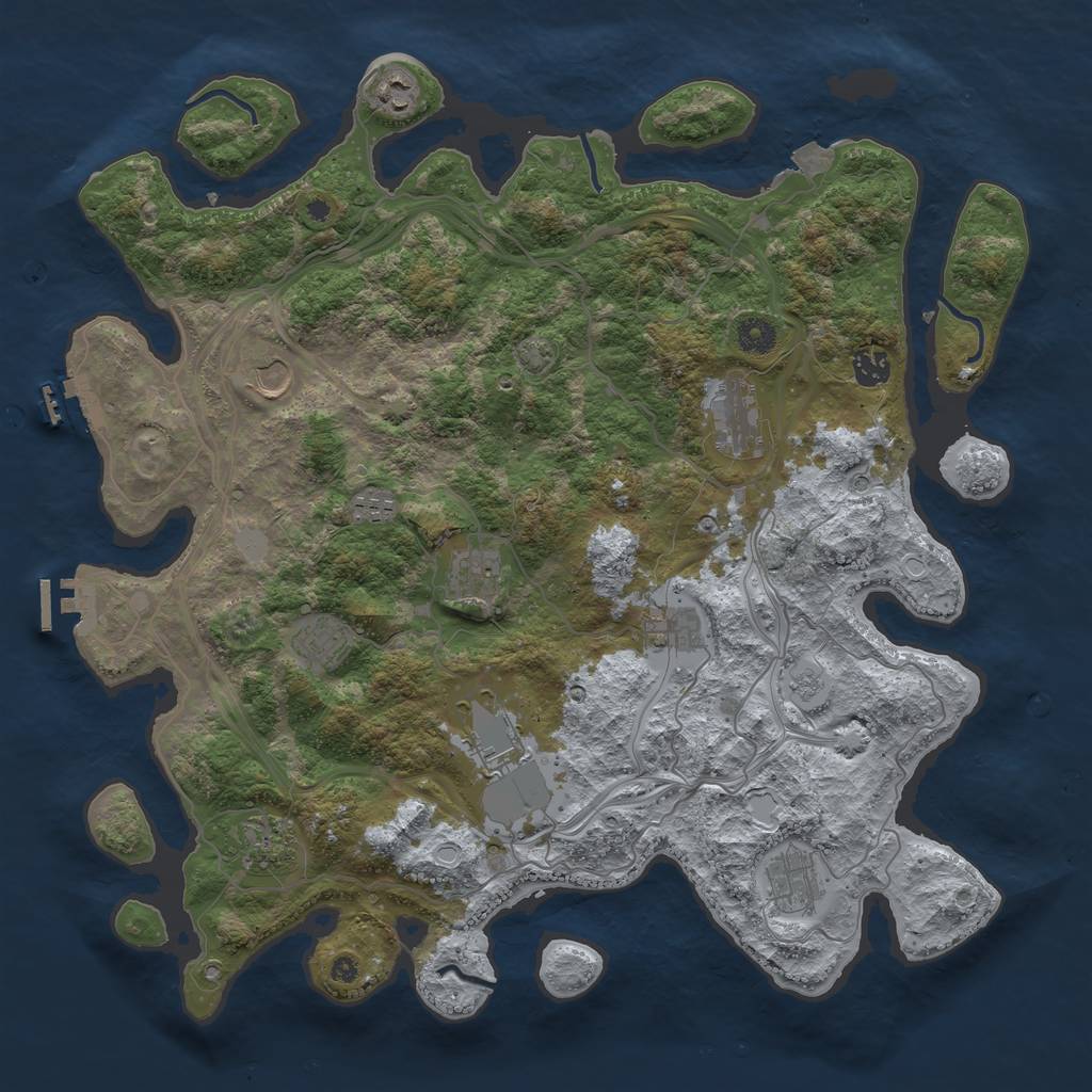 Rust Map: Procedural Map, Size: 4250, Seed: 444867767, 19 Monuments