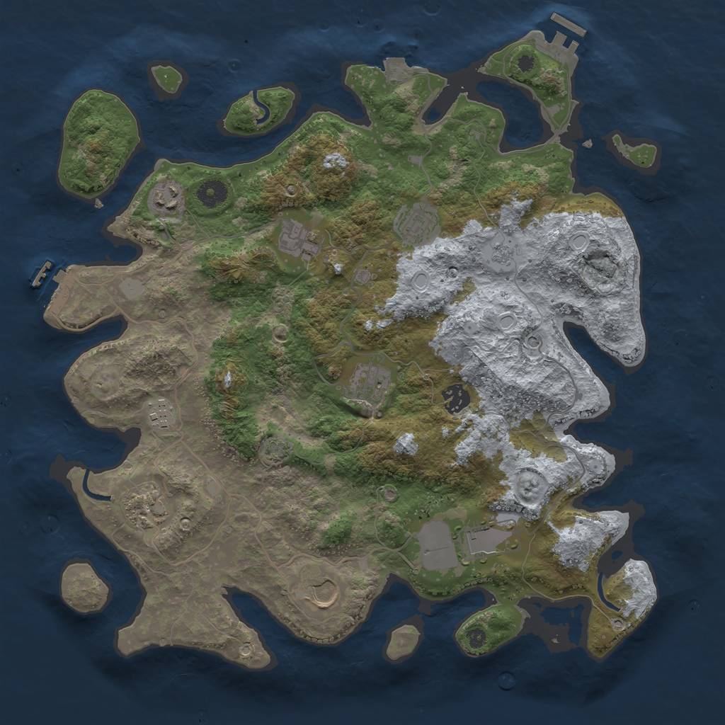 Rust Map: Procedural Map, Size: 3850, Seed: 583901986, 17 Monuments